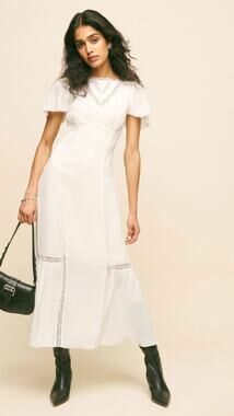 Reformation 8 ivory white domini empire waist dress